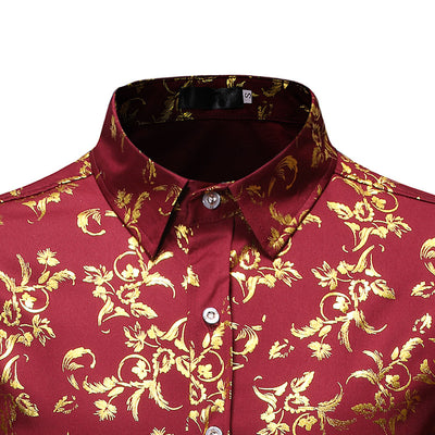 Camisa Casual Hombre con Estampado Floral Bronce - Image 11