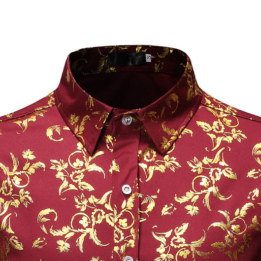 Camisa Casual Hombre con Estampado Floral Bronce - Image 11