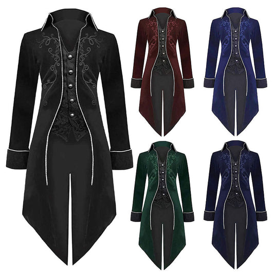 Abrigo Punk Vintage Swallowtail para Halloween - Corte Midi