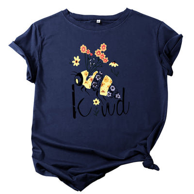 Camiseta Estampado Abejas y Flores Cuello Redondo Manga Corta - Image 17