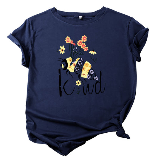Camiseta Estampado Abejas y Flores Cuello Redondo Manga Corta - Image 17