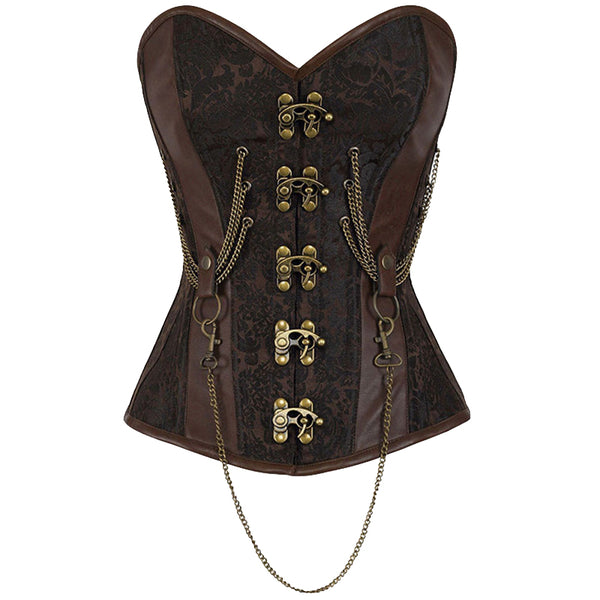 Chaleco Reductor Steampunk con Cadenas - Efecto Moldeador Frontal y Dorsal