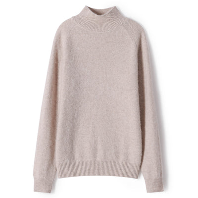 Suéter Base de Cashmere Cuello Alto Corto Holgado Color Sólido - Image 5