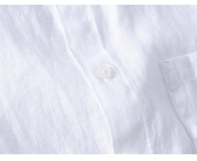 Camisa de Lino Transpirable de Manga Corta - Diseño Clásico Liso - Image 12