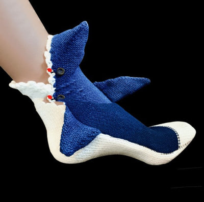 Calcetines Pantuflas de Lana Tejida Shark Bite para Interior