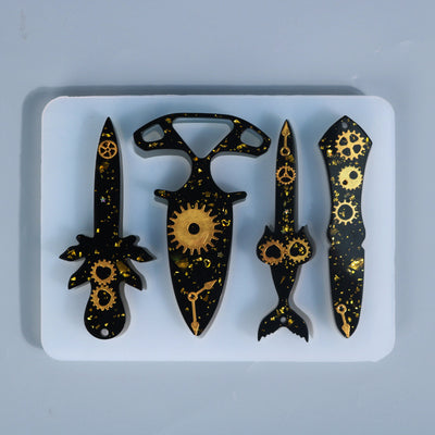 Molde de Silicona para Llaveros de Defensa Personal - 4 Diseños con Superficie de Espejo - Image 4