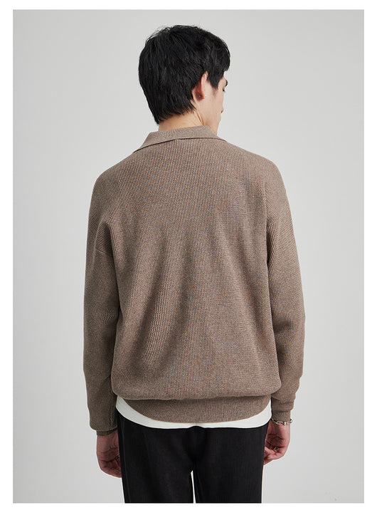 Suéter con Solapa Hombre Otoño Antibolitas Cuello V Manga Larga - Image 2