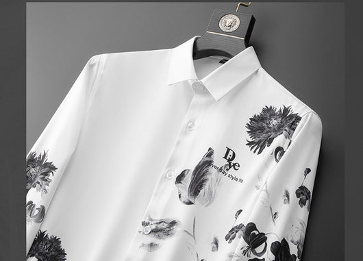 Camisa Slim Fit para Hombre con Estampado de Pintura Artística - Image 5