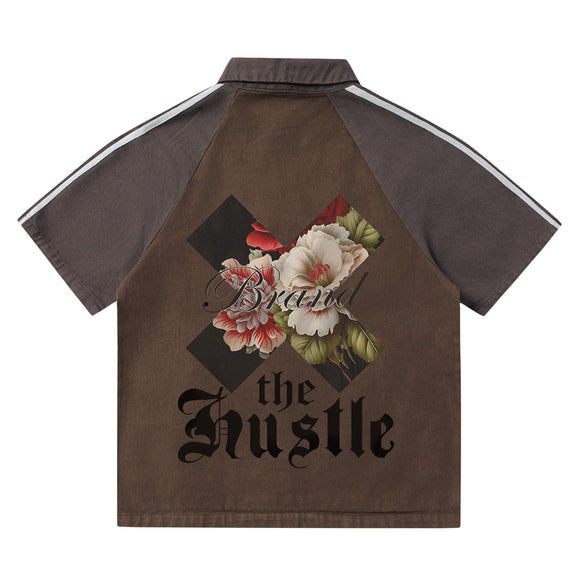 Camiseta Floral de Manga Corta Estilo Urbano para Hombre