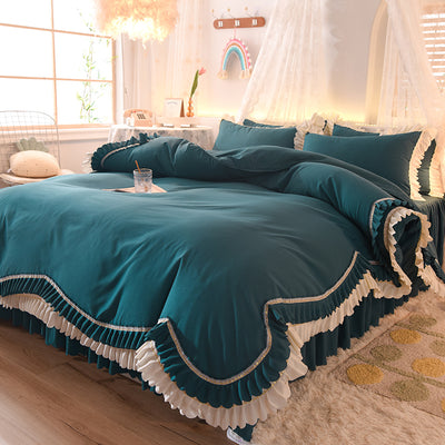 Juego de Cama Lujo Nude Princesa Durmiente con Encaje Floral - Juego de 4 Piezas - Image 17