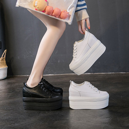Zapatos de Mujer con Suela Gruesa Elevada y Cordones - Cuero Premium - Image 23