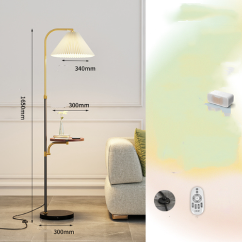 Lámpara de Pie para Sala con Pantalla Plisada y Base de Madera Maciza - Image 38