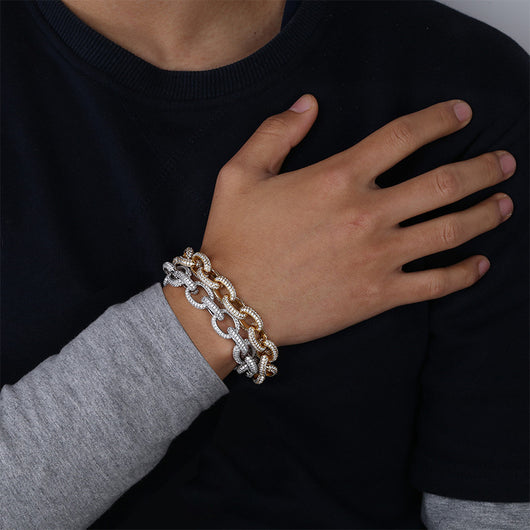 Pulsera para Hombre con Botón Ovalado Retorcido Grande