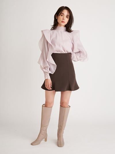 Blusa Chiffon con Cuello Alzado y Volantes Estampados - Image 9