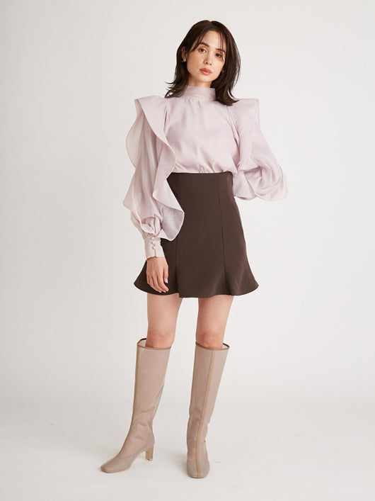 Blusa Chiffon con Cuello Alzado y Volantes Estampados - Image 9