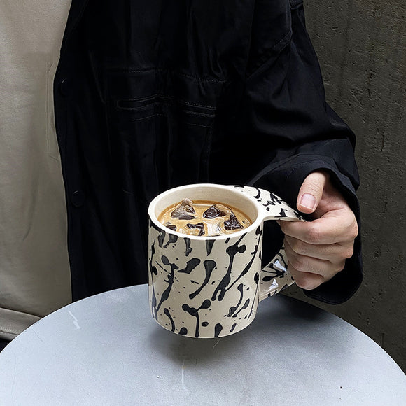 Taza Cerámica Vintage con Asa Grande - Estilo Hipster