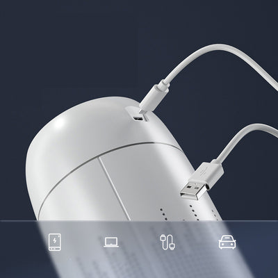 White cylindrical household humidifier with a visible water level indicator, next to its brown cardboard packaging. - Image 4