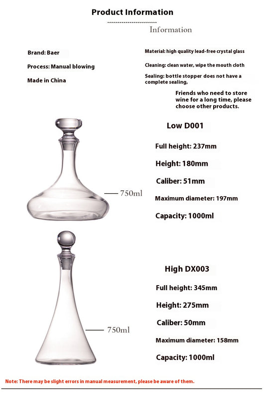Botella de Vino en Cristal Lead-free Europeo de Diseño Clásico - Image 12