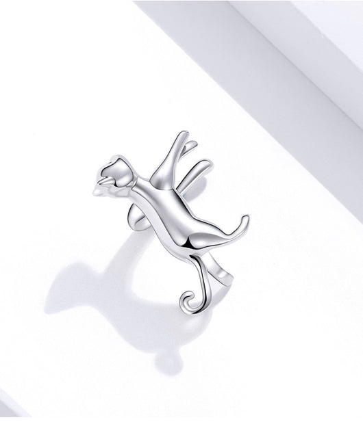 Arete de Plata 925 con Diseño de Gatito Lindo - Pieza Individual - Image 7