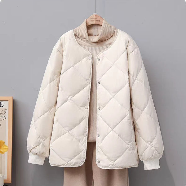 Chaqueta Corta Acolchada con Diseño Rombo para Mujer