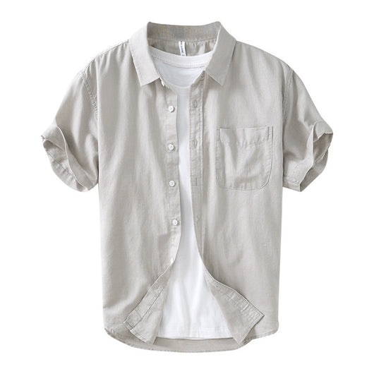 Camisa Casual de Algodón y Lino para Hombre con Cuello Cuadrado - Image 8