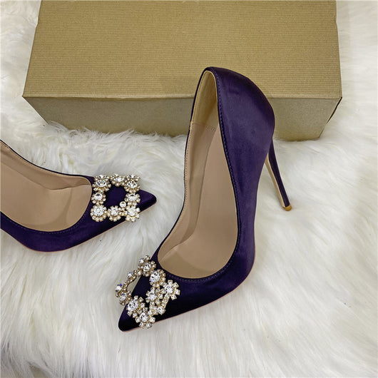 Zapatos de Tacón Alto con Hebilla de Cristal Cuadrada - Image 5