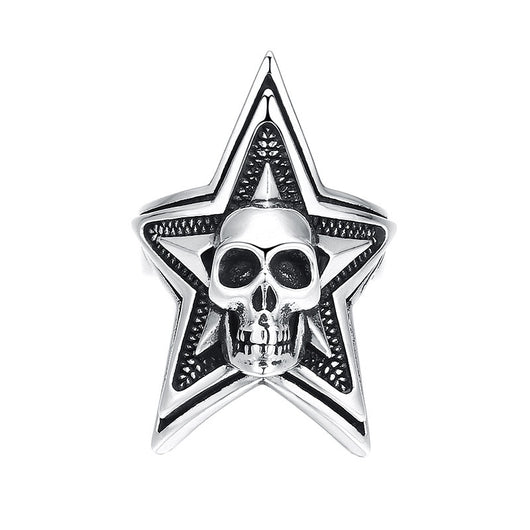 Anillo de Plata Esterlina con Calavera y Estrella de Cinco Puntas para Hombre - Image 11