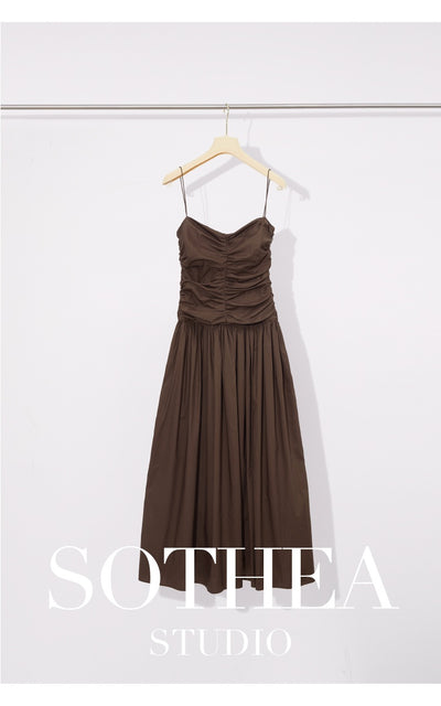 Vestido Plisado de Algodón con Escote V y Cintura Ajustable - Image 8