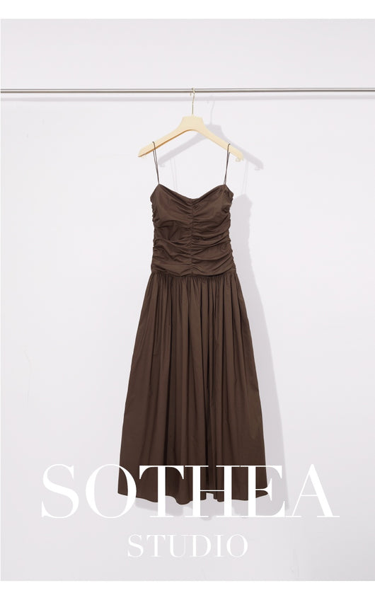 Vestido Plisado de Algodón con Escote V y Cintura Ajustable - Image 8