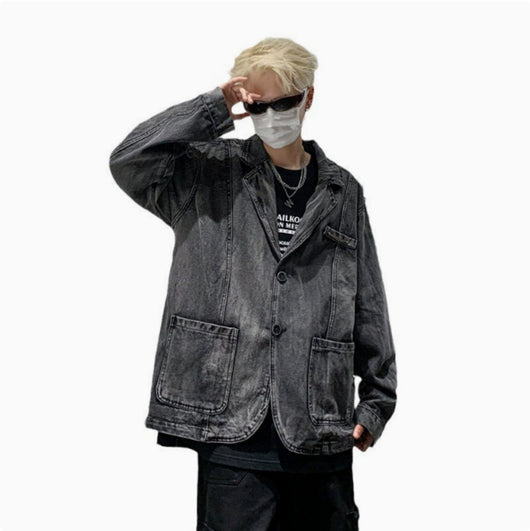 Chaqueta Denim Retro Holgada para Hombre - Image 10