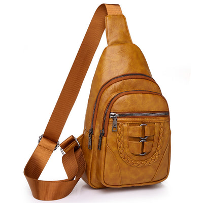 Bolso de Cuero PU Texturizado con Compartimento en el Pecho - Image 5
