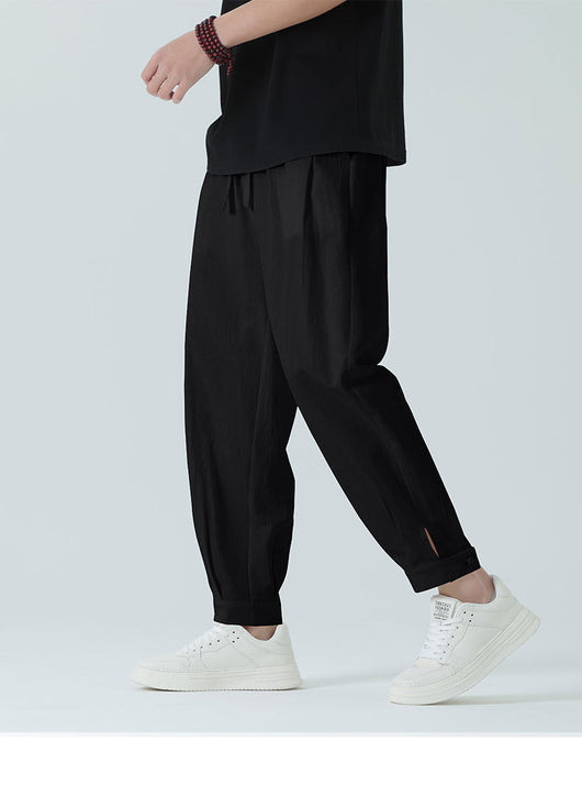 Pantalones Minimalistas para Hombre Primavera-Verano con Botones de Nudo - Image 14