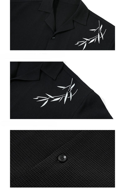 Camisa Holgada de Bambú Bordada para Hombre - Manga Larga Casual - Image 4