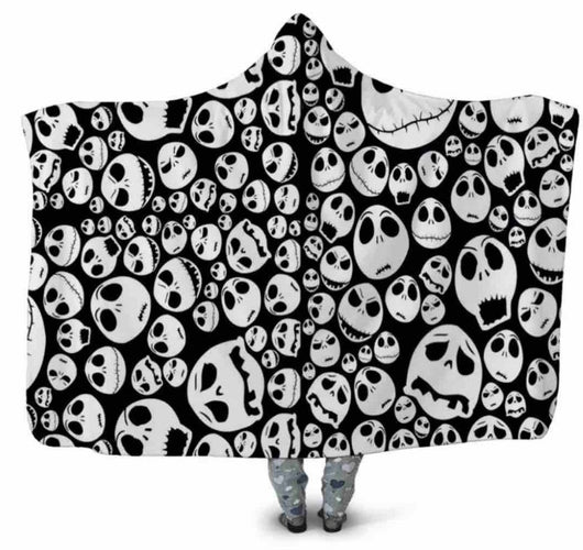 Poncho Manta con Capucha Calavera Impresión 3D Digital - Image 5