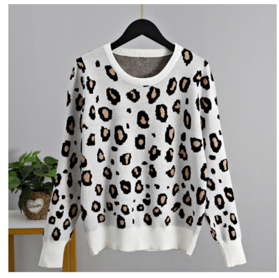 Suéter Estampado Leopardo para Mujer - Cuello Redondo Otoño Invierno