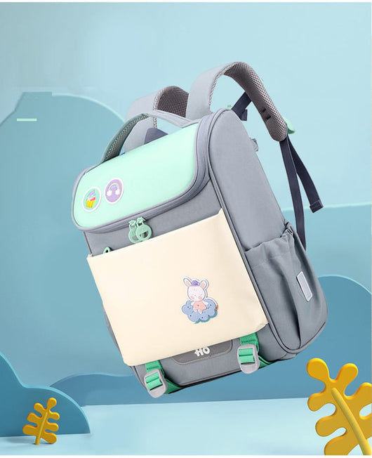 Mochila Escolar Primaria con Soporte de Hombro - Diseño Ergonómico Colores Sólidos