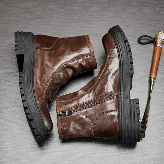 Botas Worker de Cuero Genuino con Plataforma para Hombre - Otoño e Invierno - Image 4