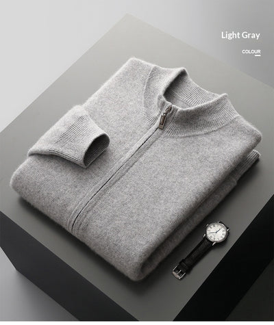 Suéter Tejido de Lana Reversible para Hombre con Cierre - Colores Sólidos - Image 12