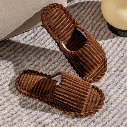 Pantuflas Cómodas de Rayas en Pana para Hombre - Image 4