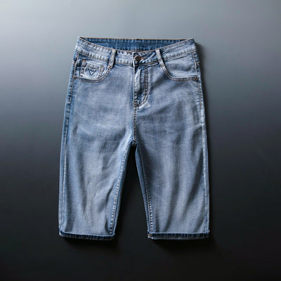 Pantalones Cortos de Mezclilla Azul Claro Elásticos para Hombre - Comodidad Veraniega