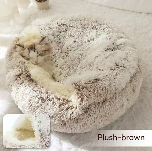 Cama 2 en 1 para Perros y Gatos - Cama Cálida de Felpa Suave Tipo Casa - Image 6