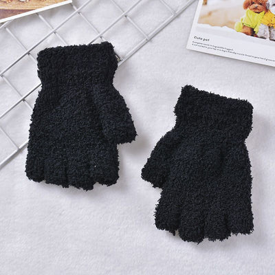 Guantes Térmicos Infantiles Mitad Dedo Terciopelo Protección Frío - Image 3