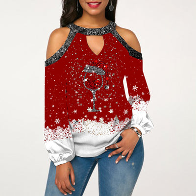 Blusa Mujer Halter con Botones y Detalles Calados Manga Larga - Image 3