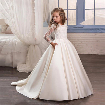 Vestidos Largos de Manga Larga para Niña en Champagne - Image 11