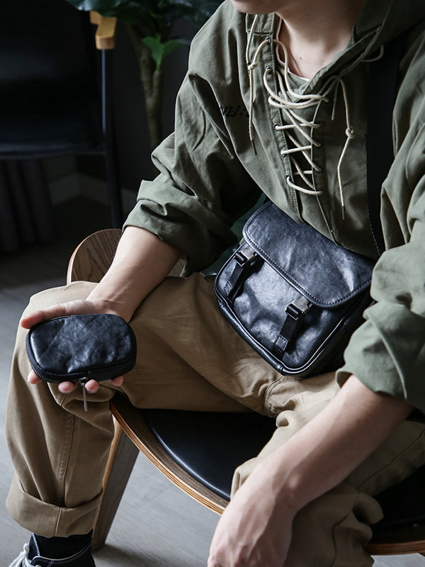 Bolsa de Cuero para Hombre con Correa Cruzada Ajustable