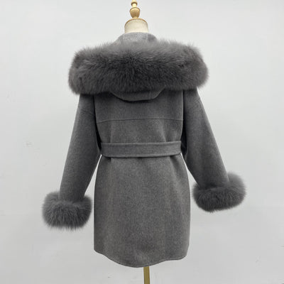 Abrigo de Lana Reversible con Cuello de Pelaje Oversized - Image 8