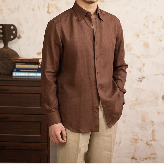 Camisa de Lino Manga Larga Delgada - Image 14
