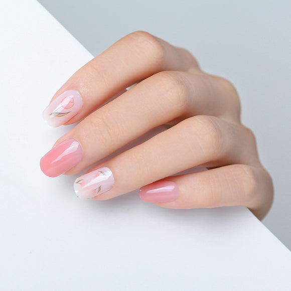Esmalte Gel UV Rosado con Stickers para Uñas de Verano