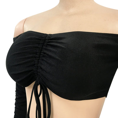 Blusa Elegante con Hombros Descubiertos, Cordones y Mangas Plisadas - Image 12