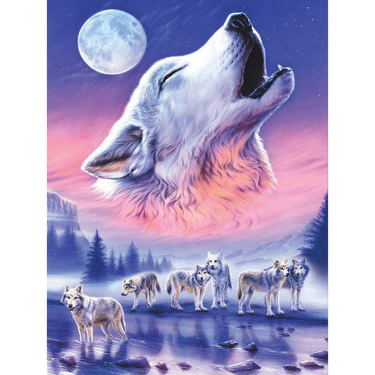 Pintura de Diamantes Siete Lobos Aullando a la Luna - DIY Punto de Cruz - Image 9